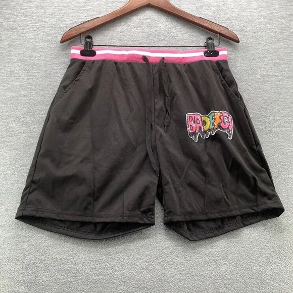 Women Black Bodycon Shirts & Shorts with Sequined Front Logo Set Size XL (A41) - Picture 8 of 13